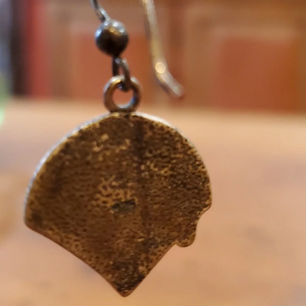 Enamel over Sterling Silver Earrings Egyptian Cats Lions - Picture 4 of 4